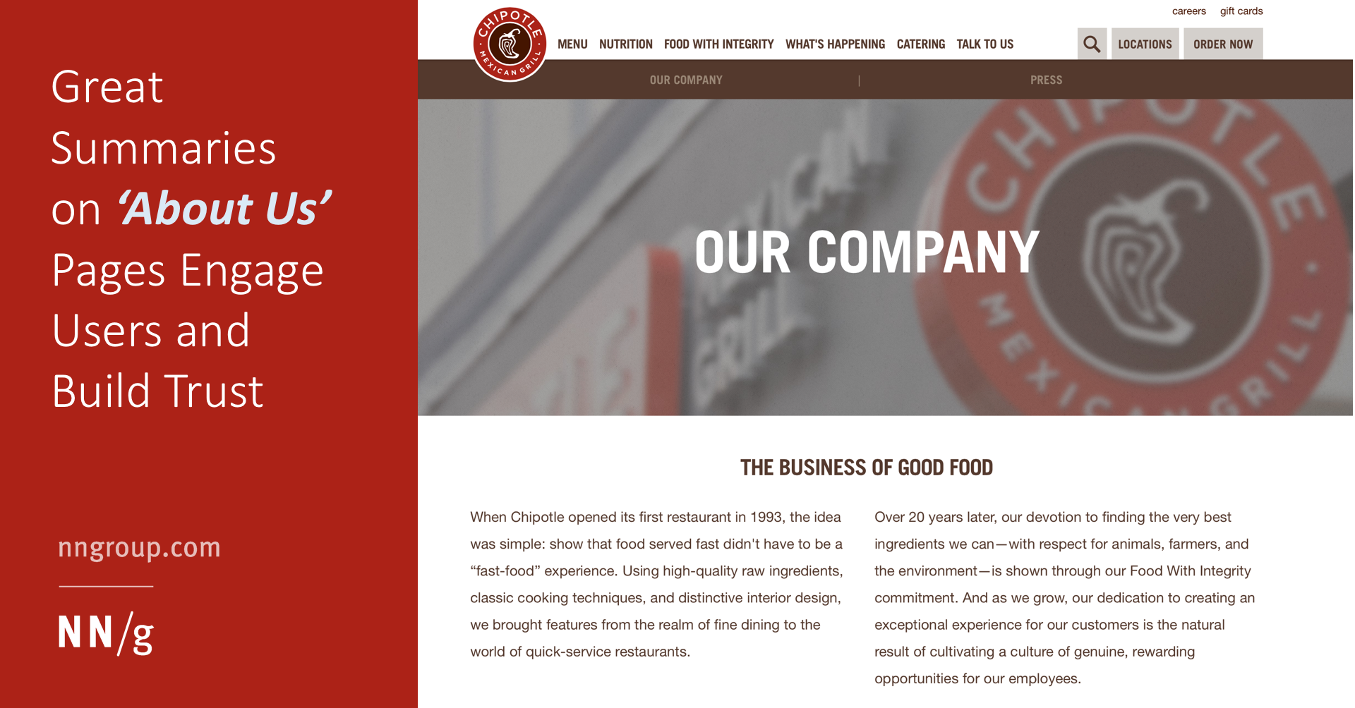 about us page template non adjustable width