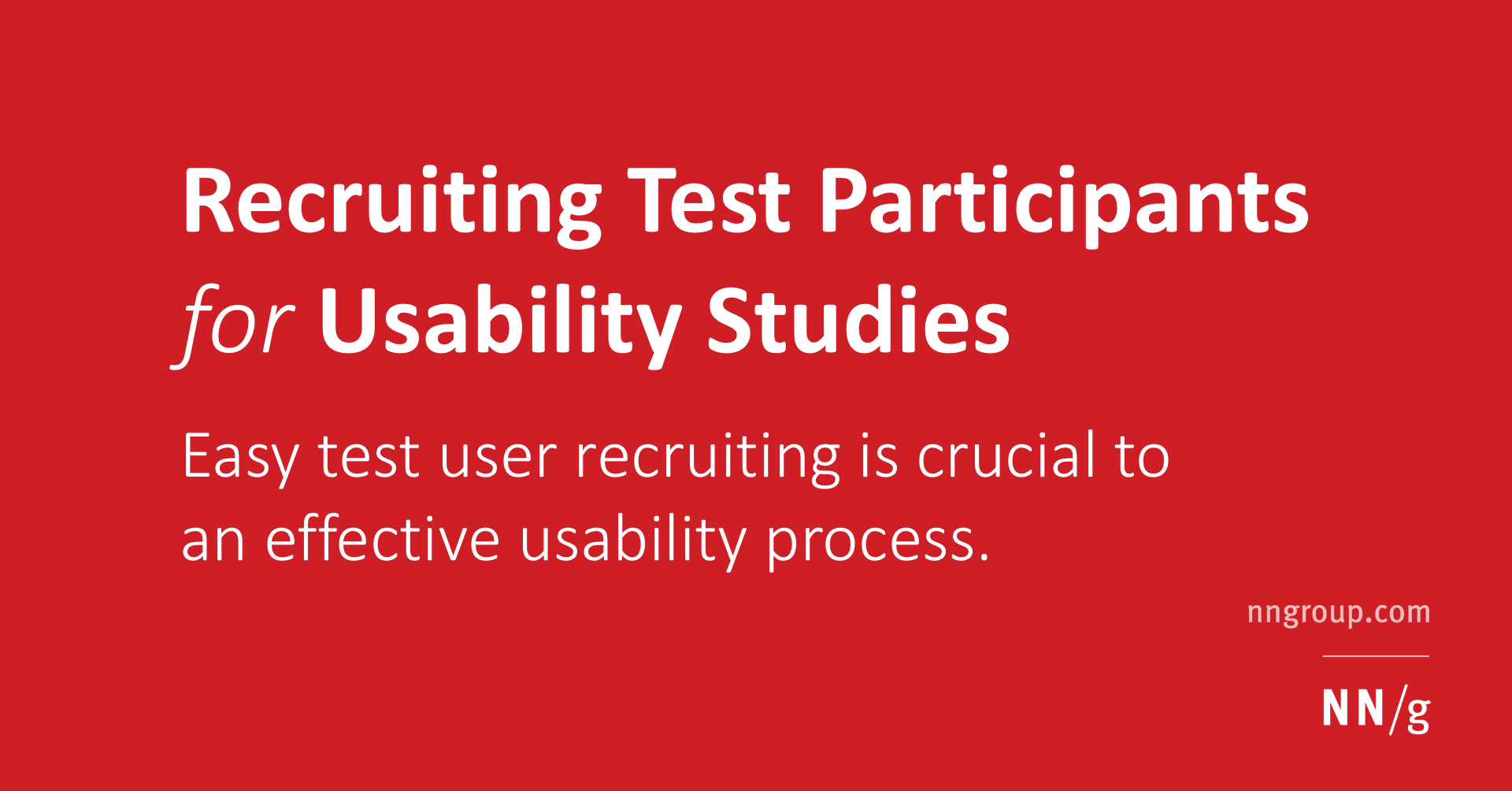 Recruiting Test Participants For Usability Studies
