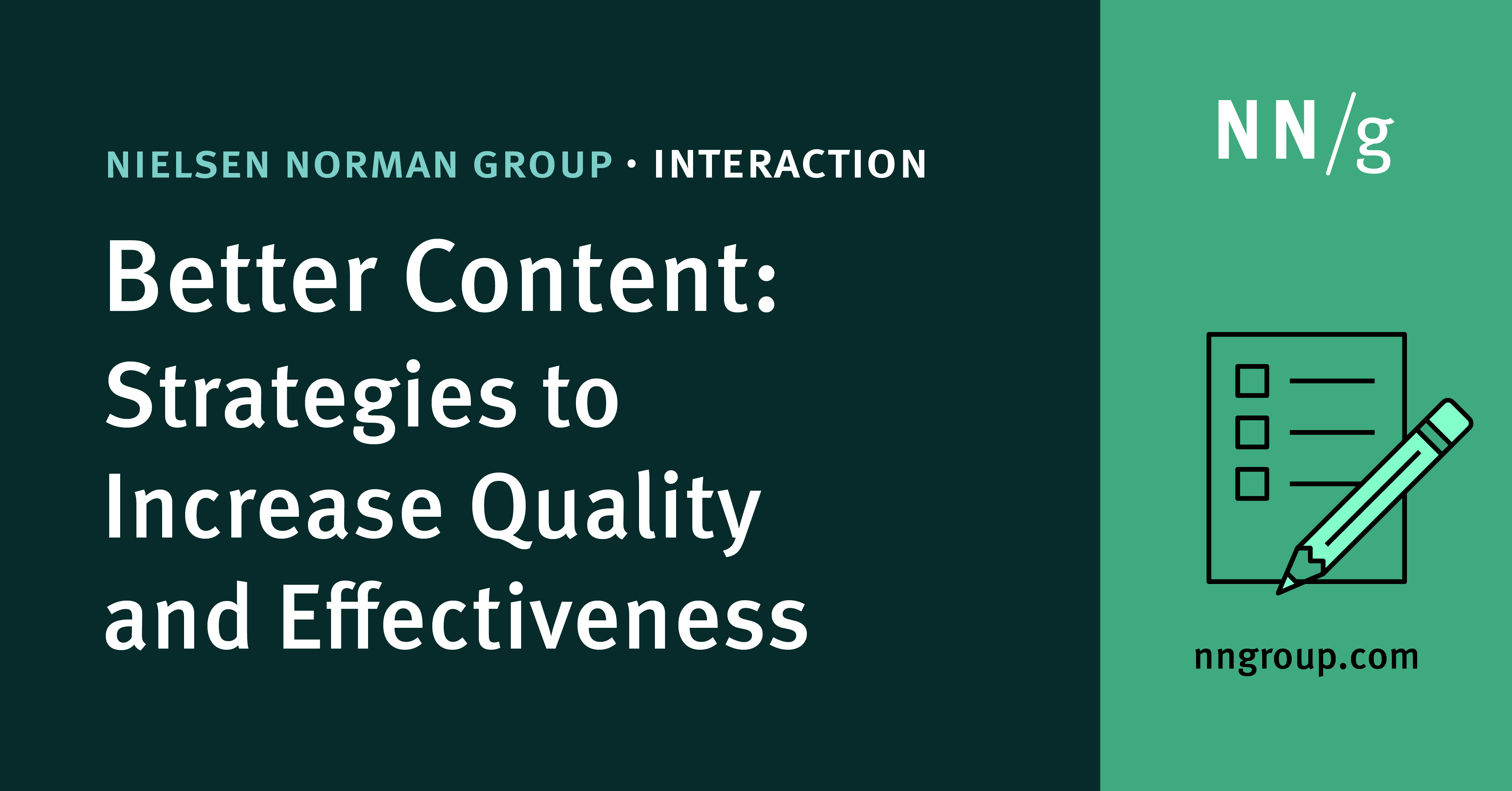 Better Content Strategies To Increase Quality And Effectiveness In Depth Training Course By Nielsen Norman Group