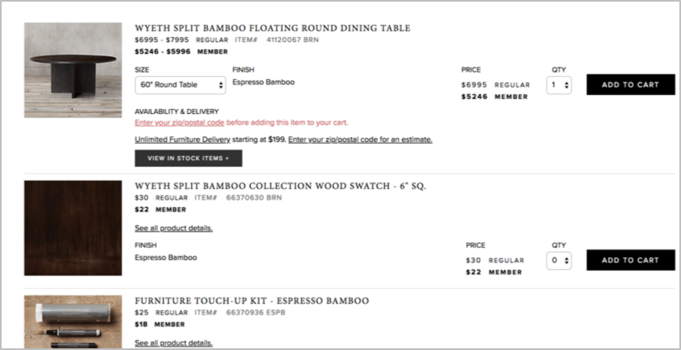 Restoration Hardware Exact Shipping Charge