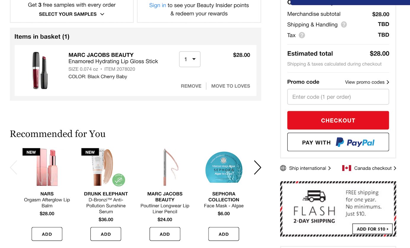 Sephora 2-day shipping