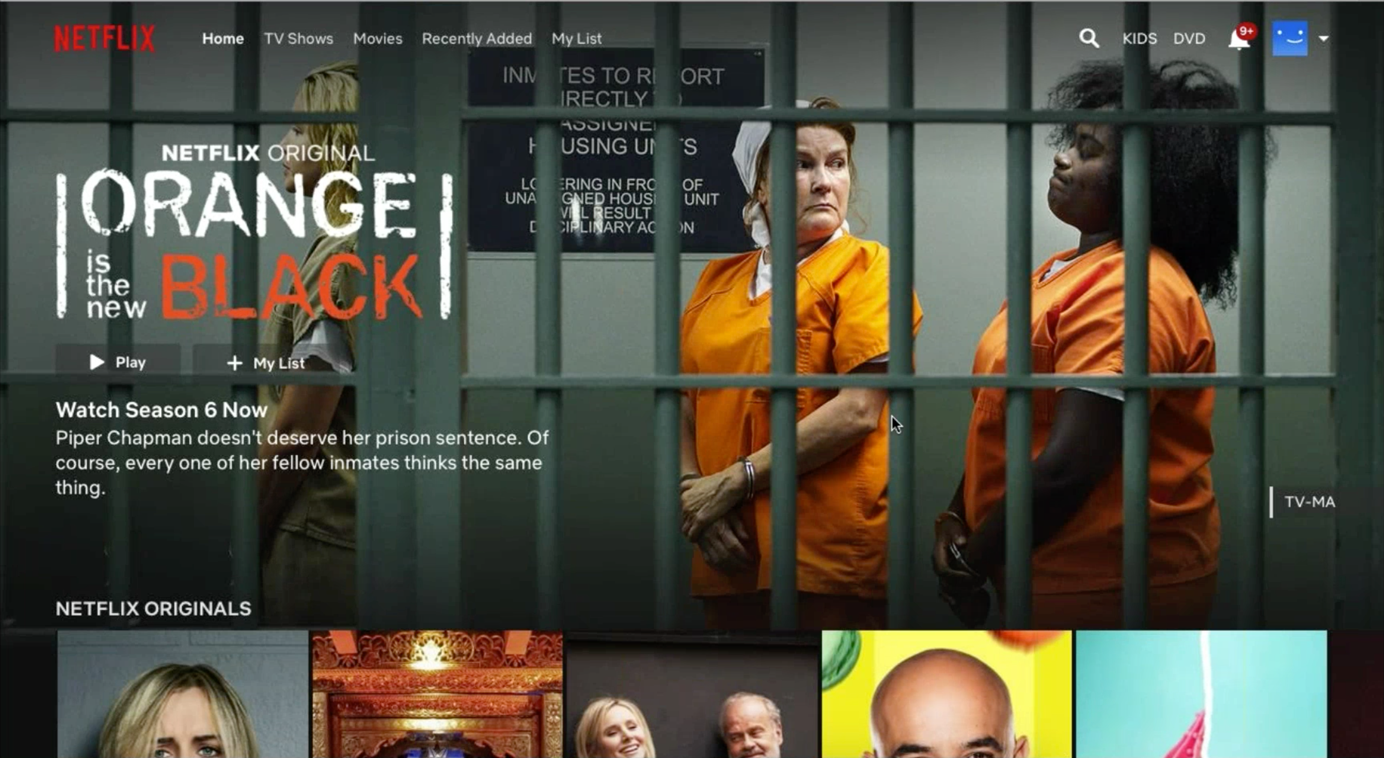 Netflix主页的屏幕截图(登录)