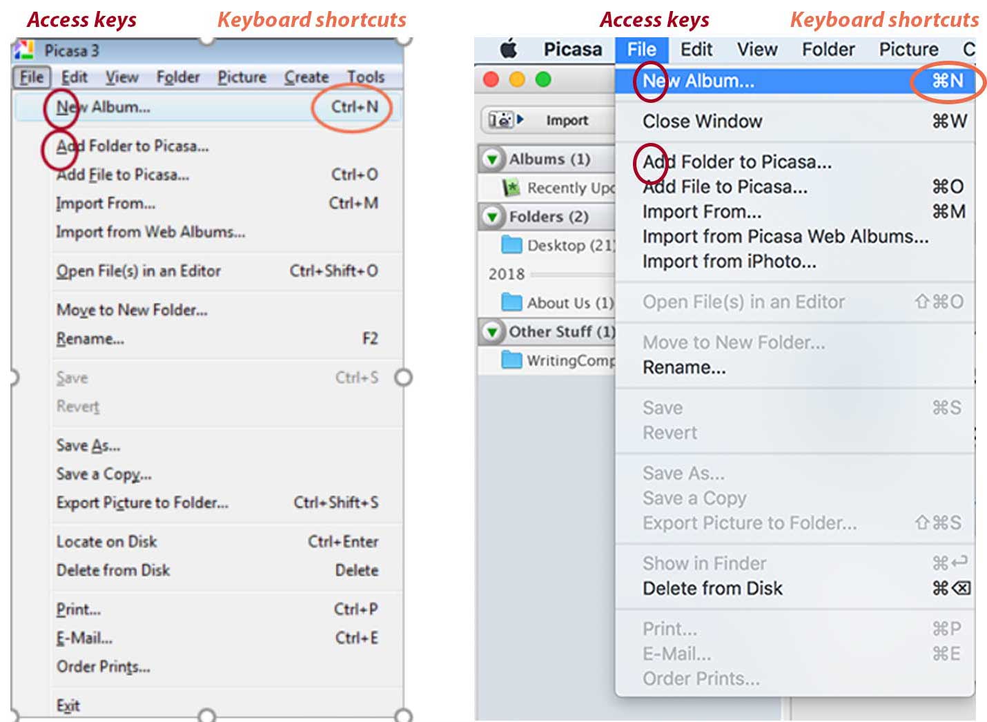 Access keys vs. keyboard shortcuts