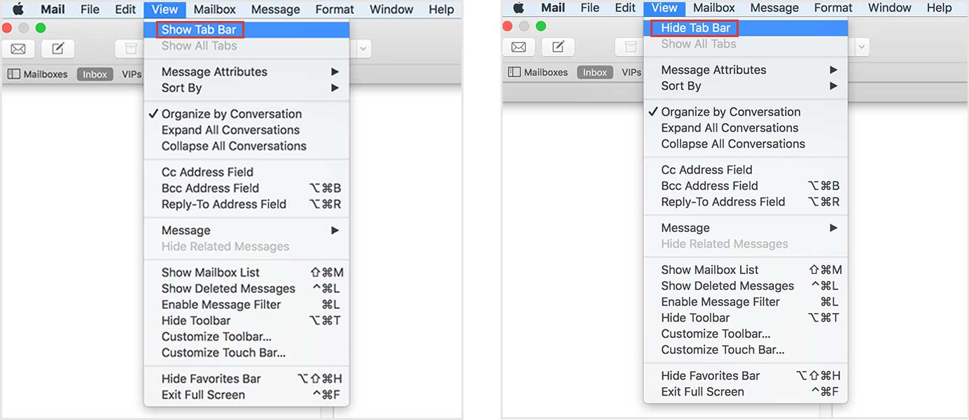 Commands in the view menu describe the desired state.