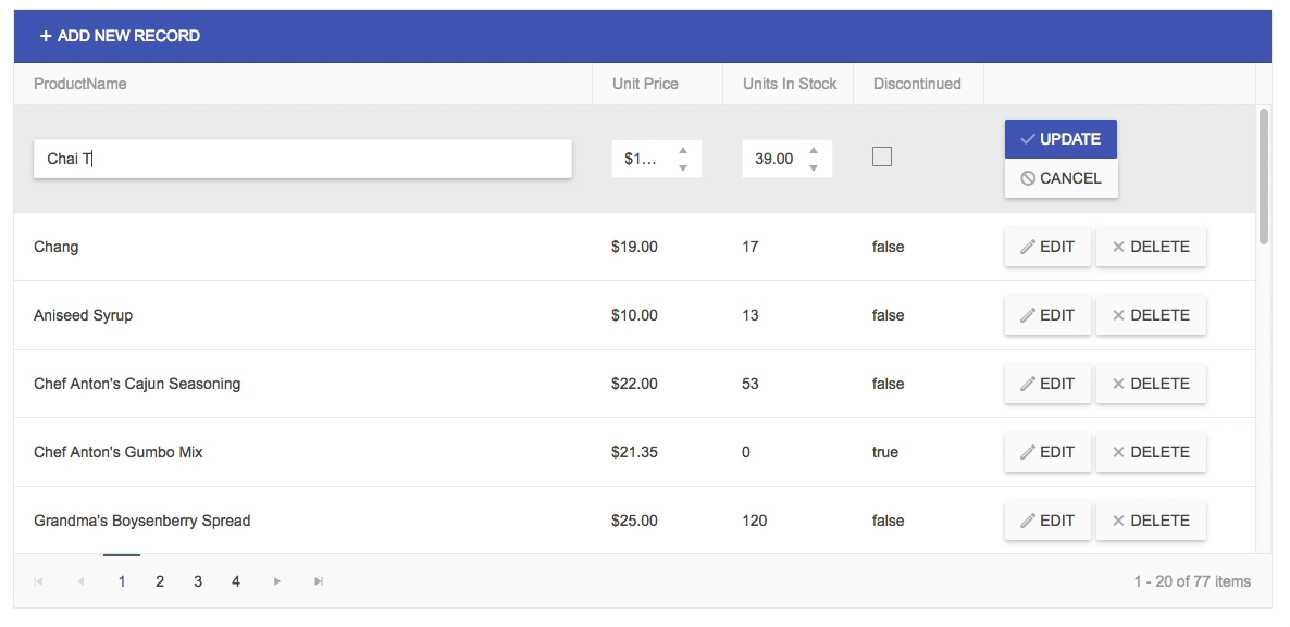 data modern ui table styles