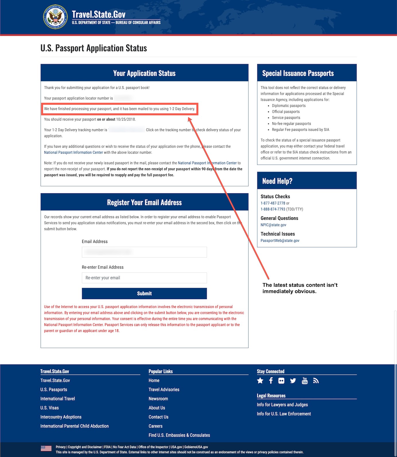 passport status tracking