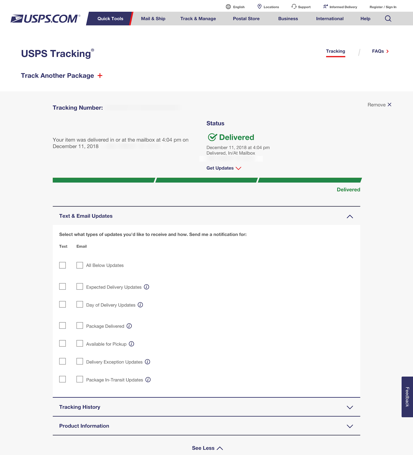 usps delivery status