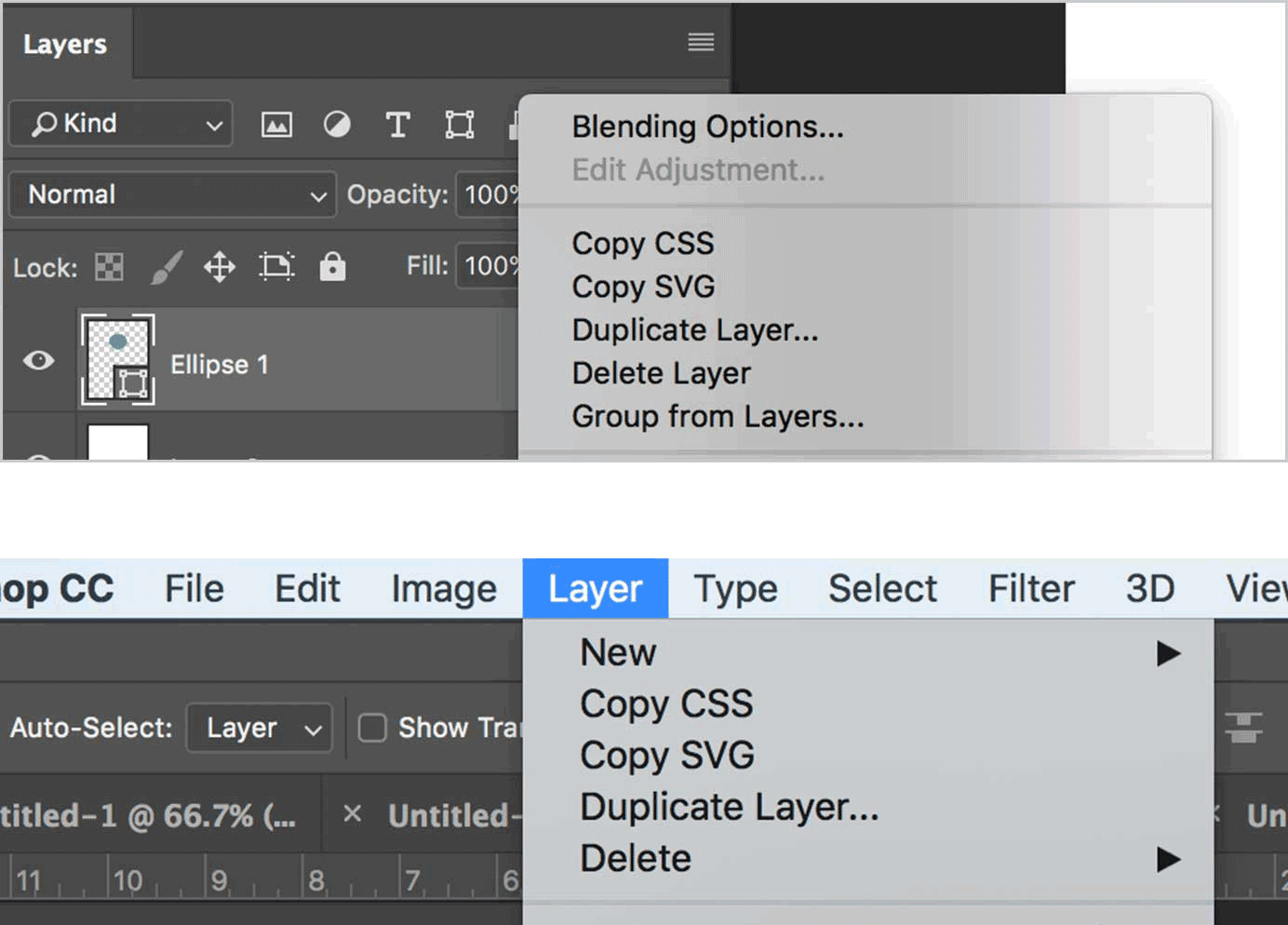 Photoshop Contextual Menu in Layers