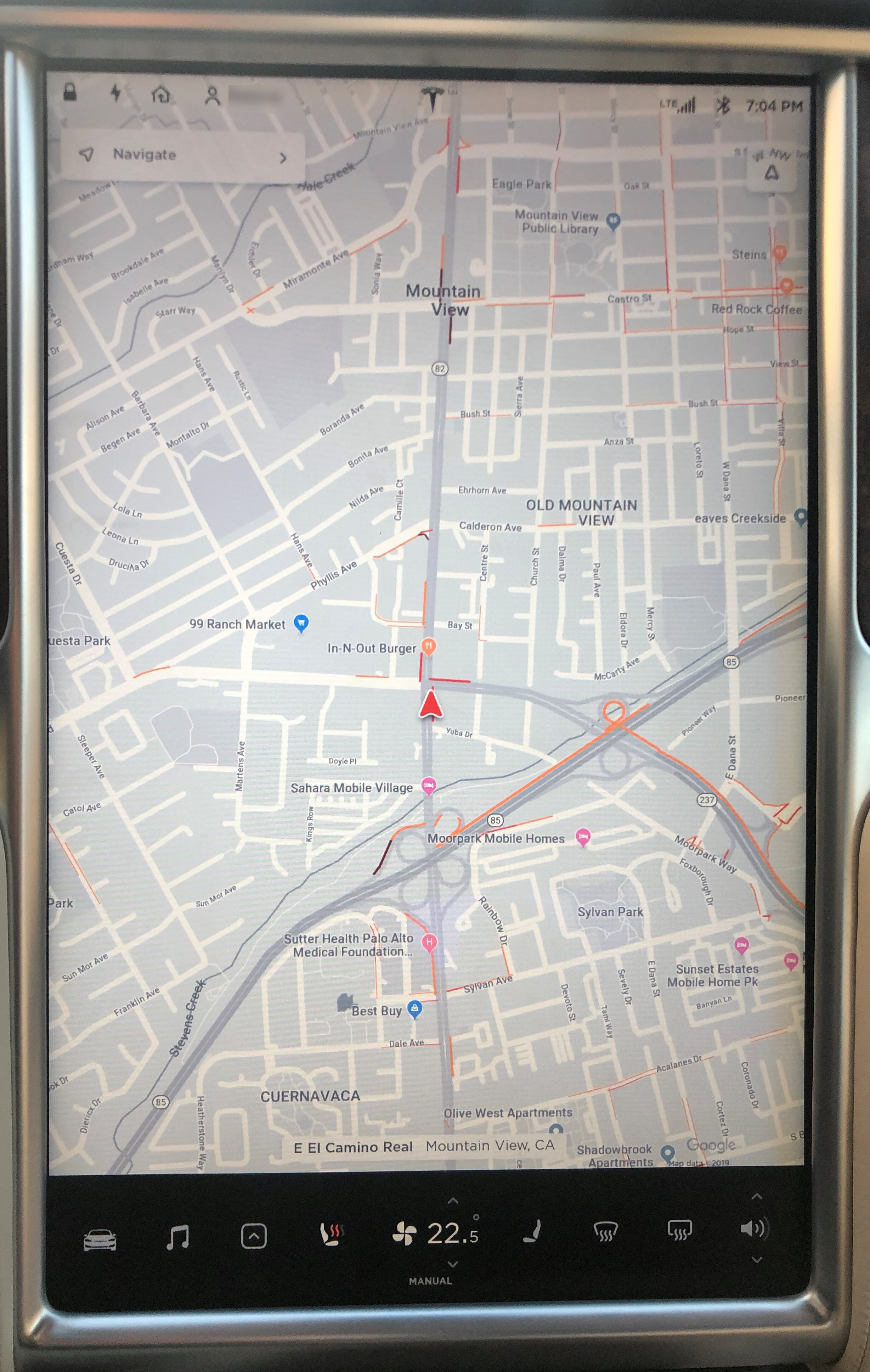 Large touchscreen with a map