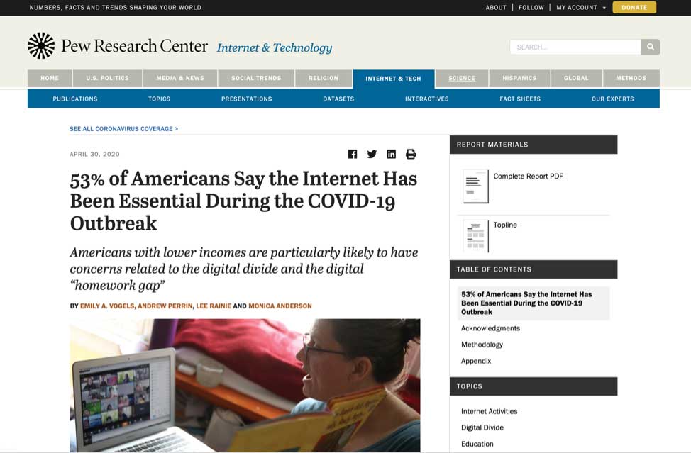 Pew Research uses PDF gateway pages for their reports. 