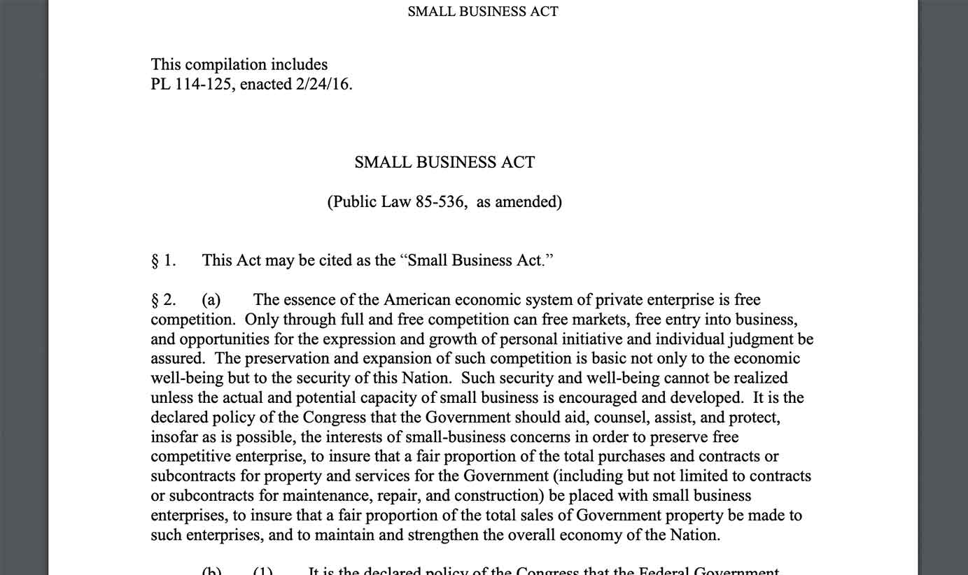 A user got stuck in a PDF on the Small Business Administration's website. 