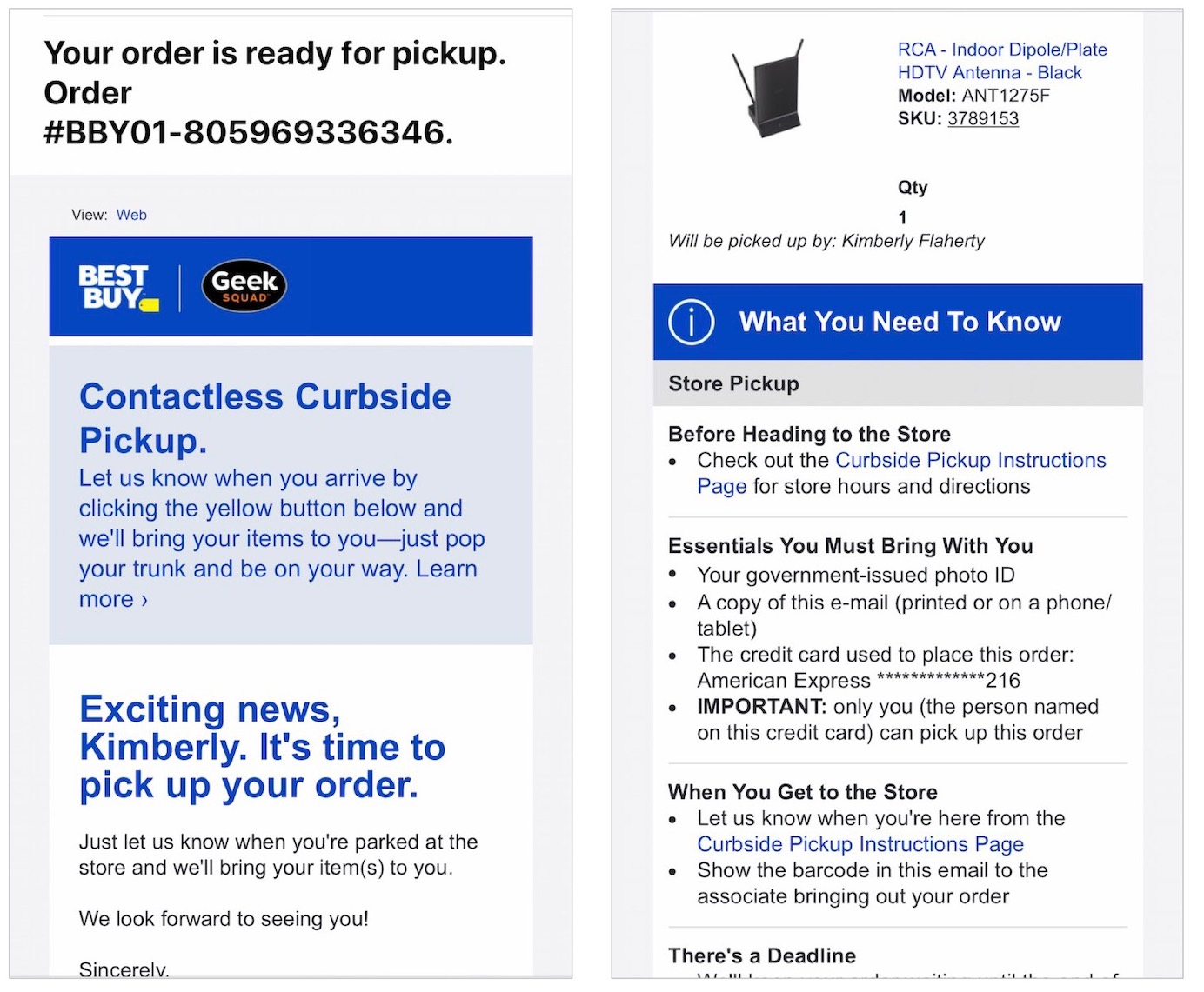 Best buy curbside pickup email