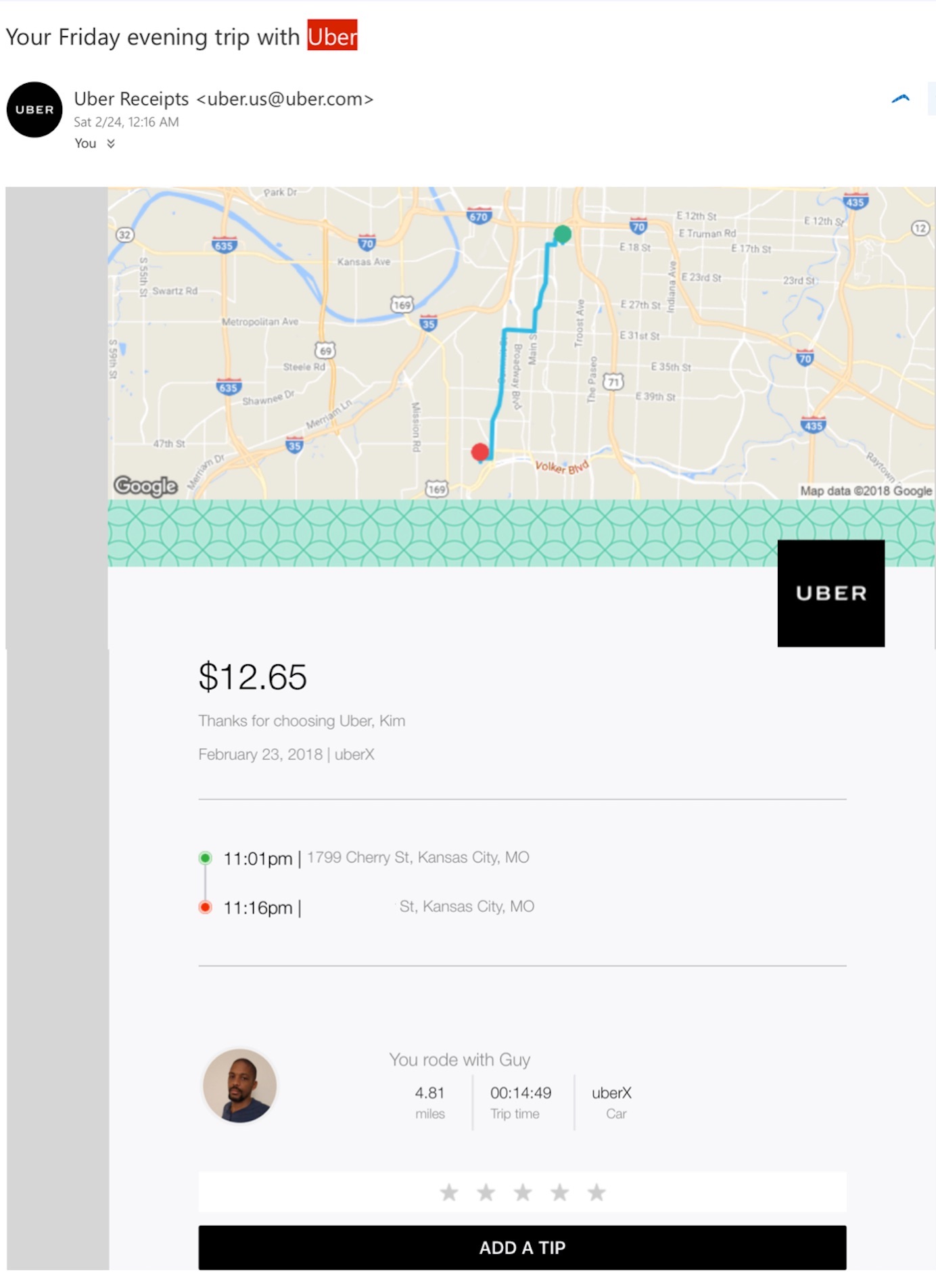 uber receipts in wrong language