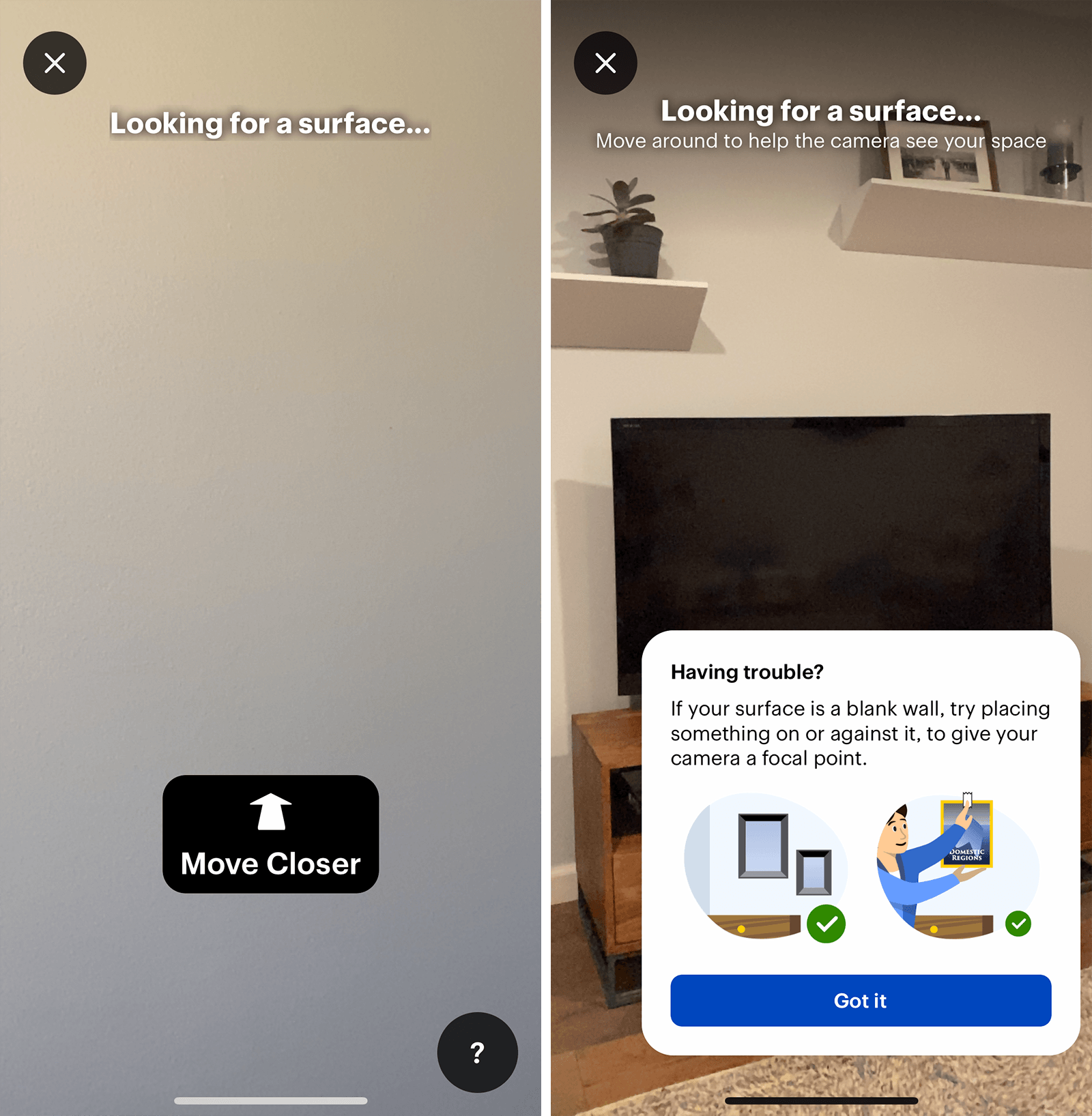 Poor hints to calibrate within the Best Buy AR tool