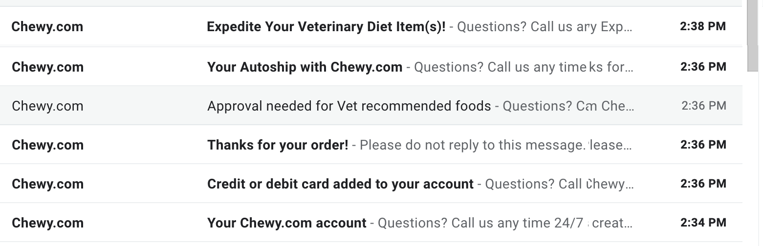 Example of multiple unnecessary emails sent. 