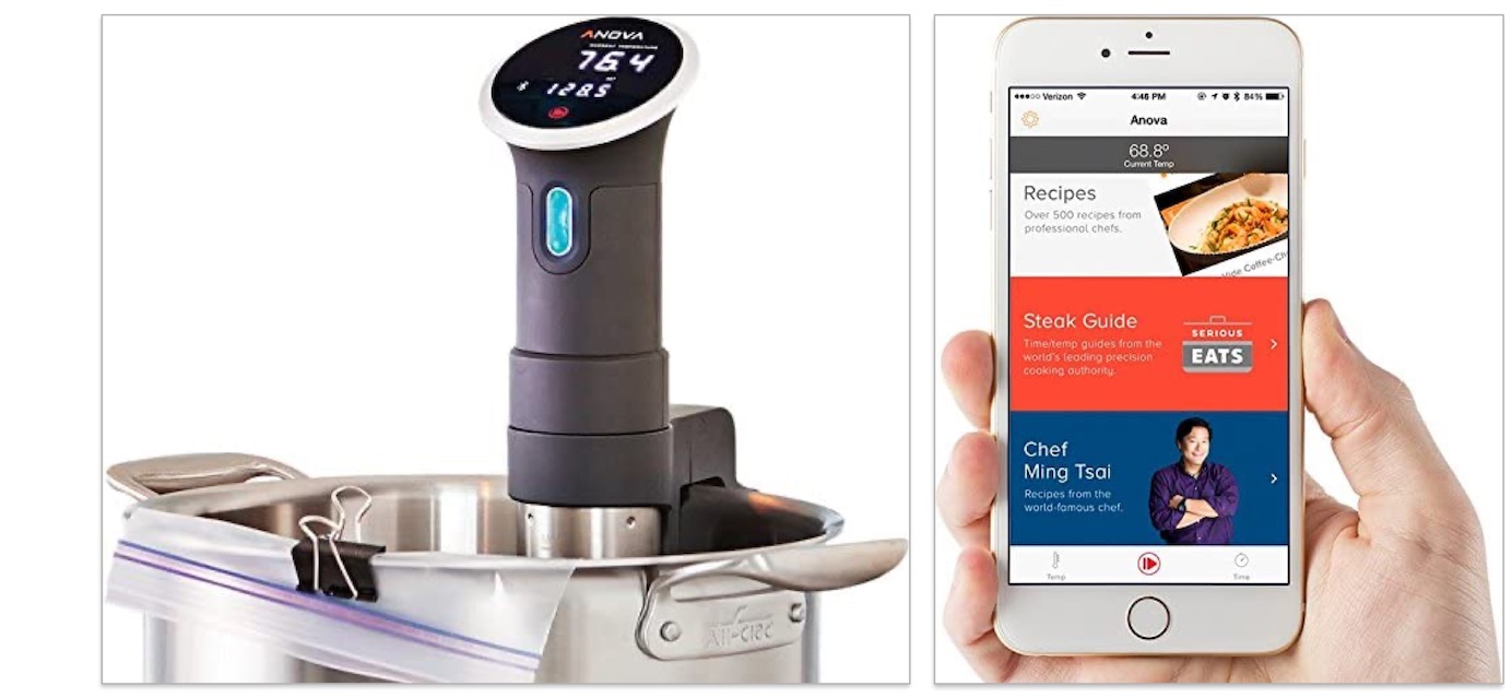 Anove sous vide device paired with smartphone app 