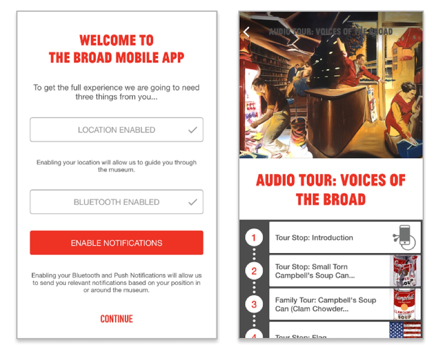 Broad museum mobile app