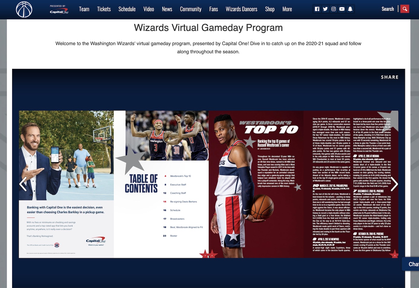 Washington Wizards Virtual Gameday Program