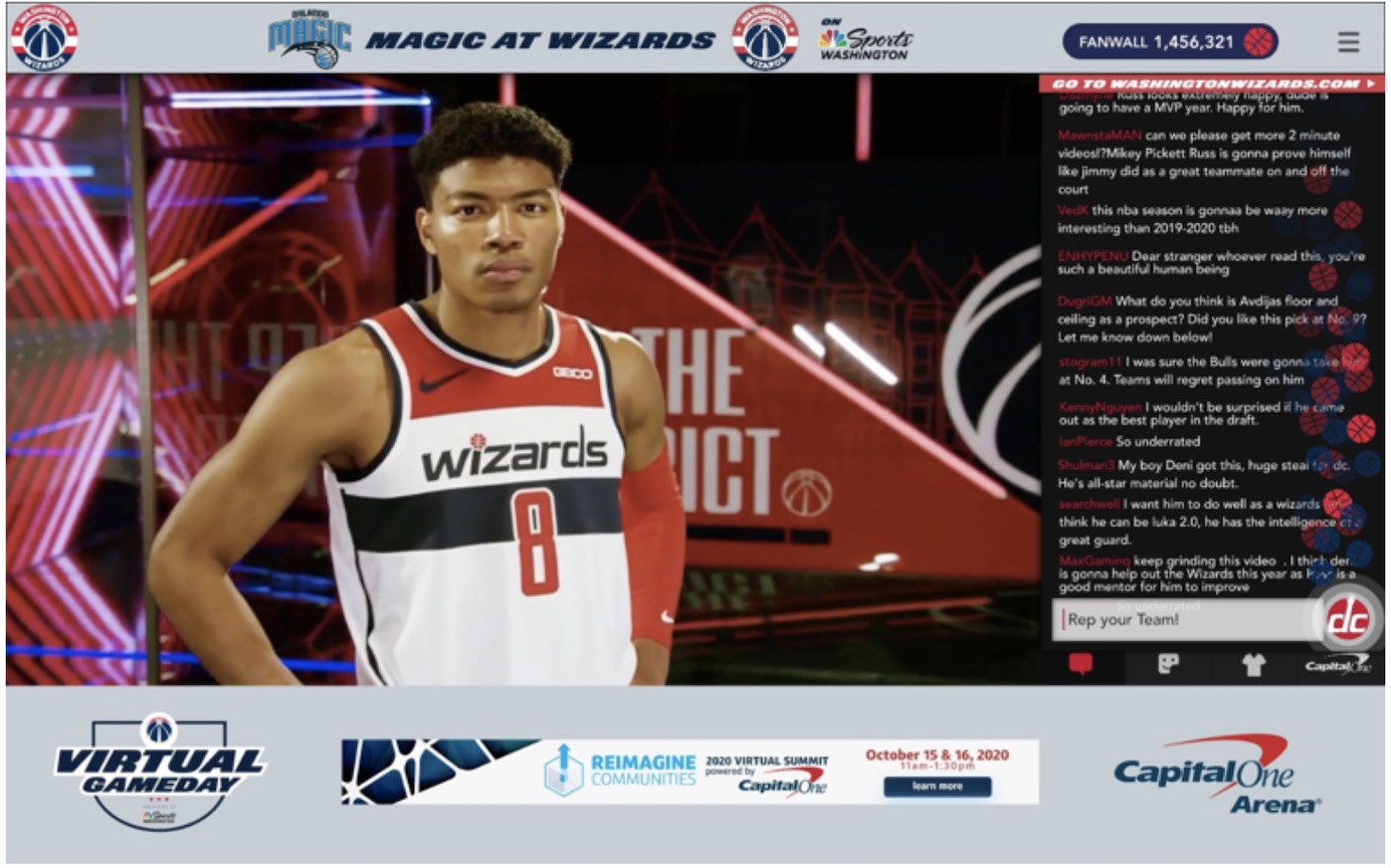 Washington Wizards Virtual Gameday Player Lineup