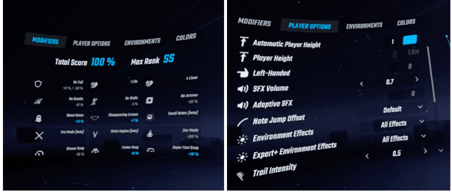 Gameplay modification settings 