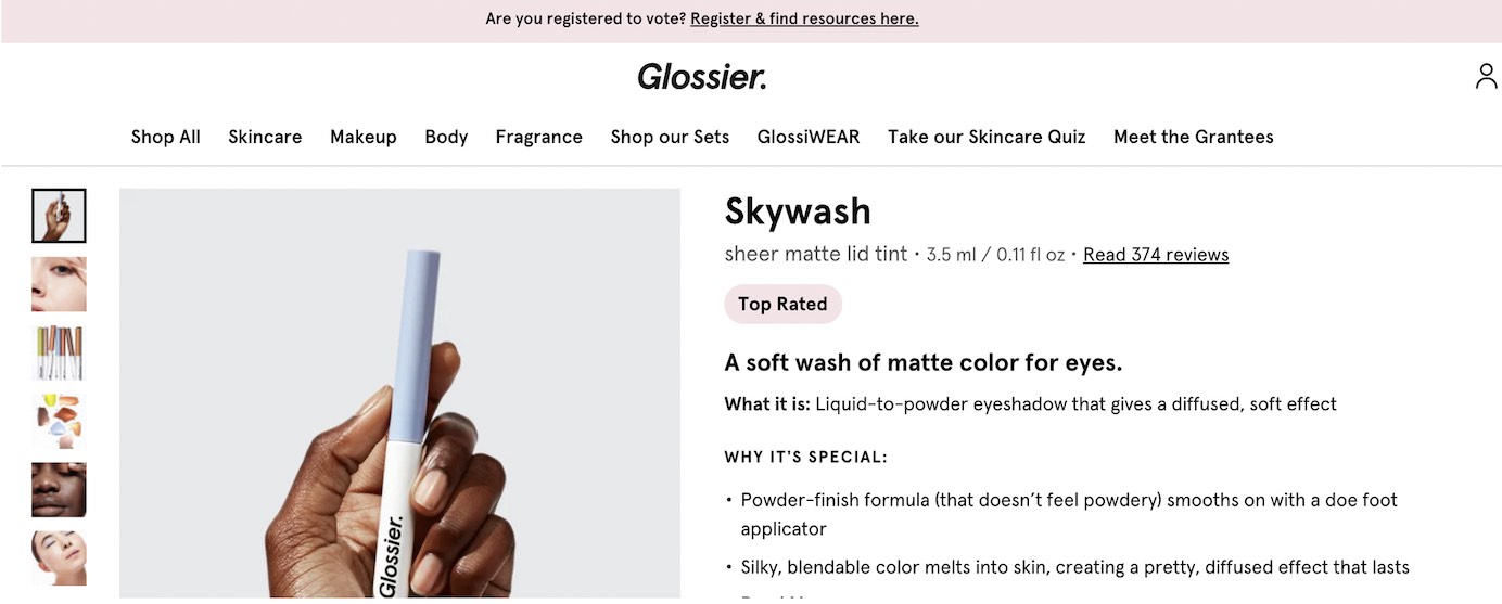 Glossier remember to vote banner