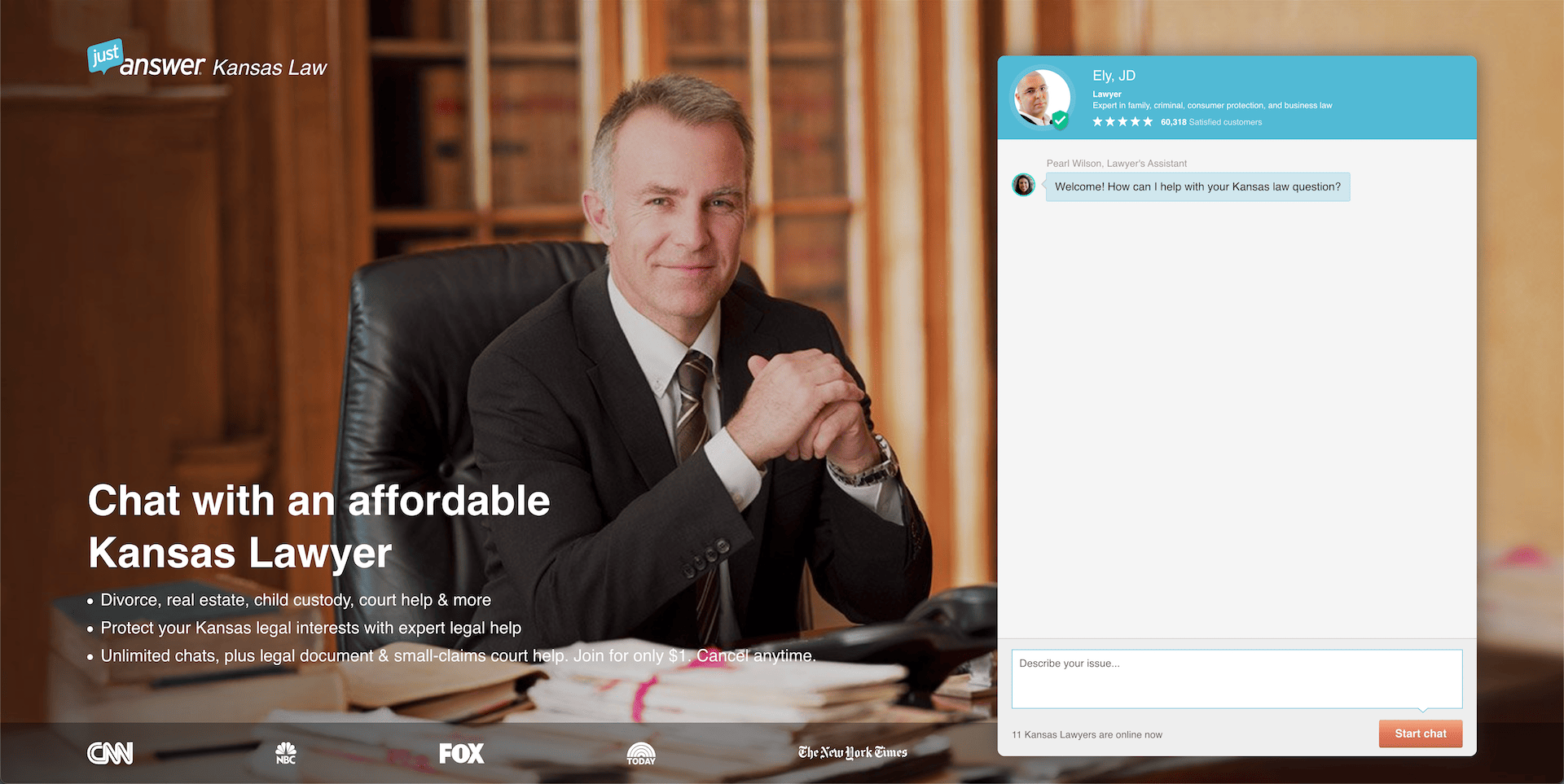 chat feature to connect with a lawyer