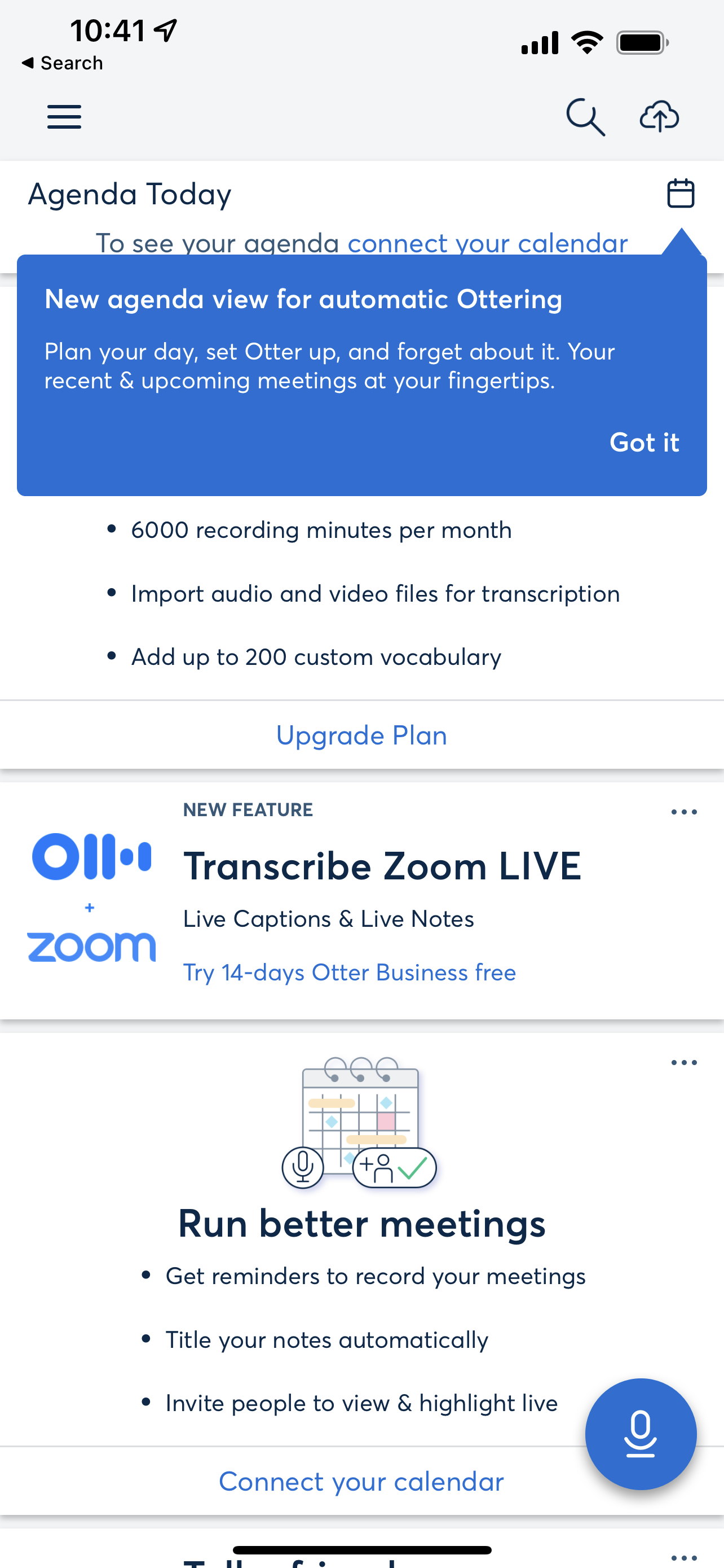 help using calendar feature on Otter
