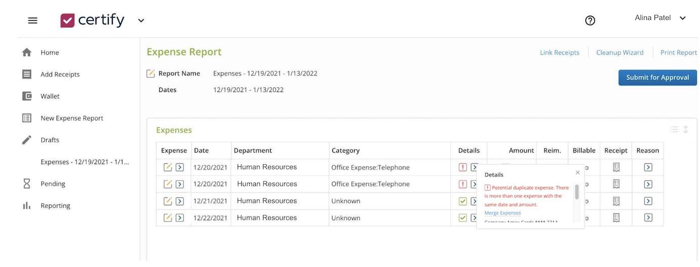 step 2 - merge expenses