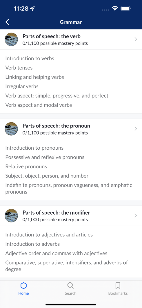 speech courses on the Khan Academy app