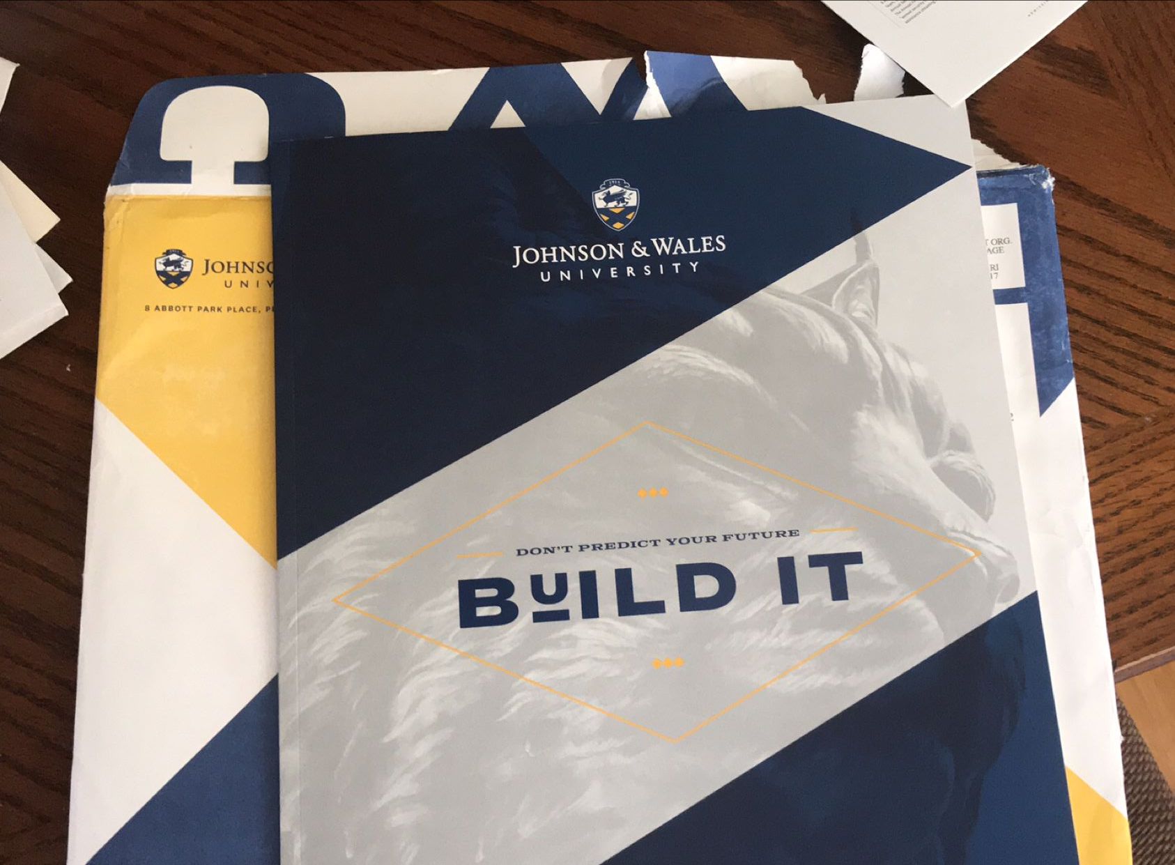 Mailed packet from Johnson & Wales university