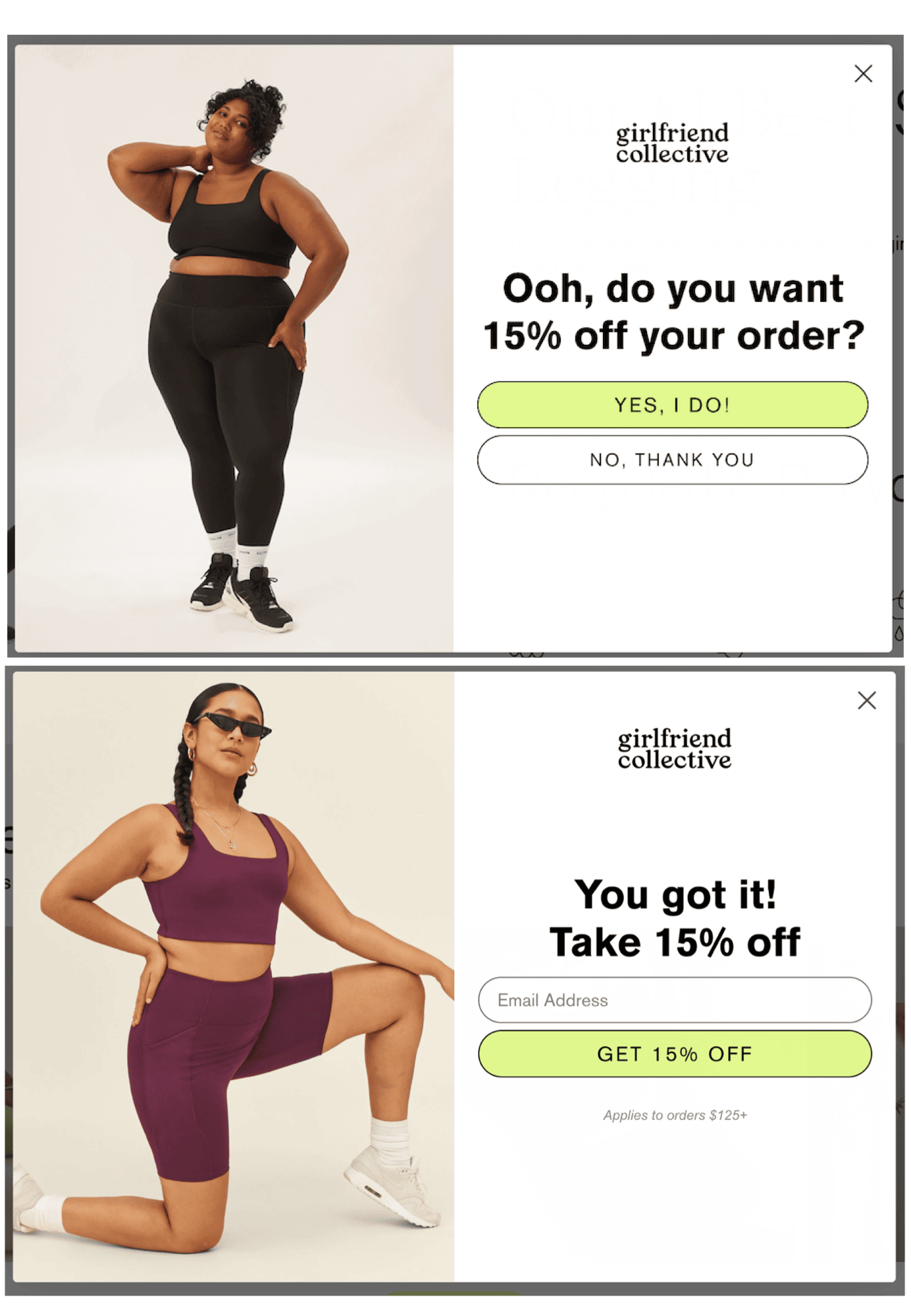 girlfriend collective modal windows diverse bodies