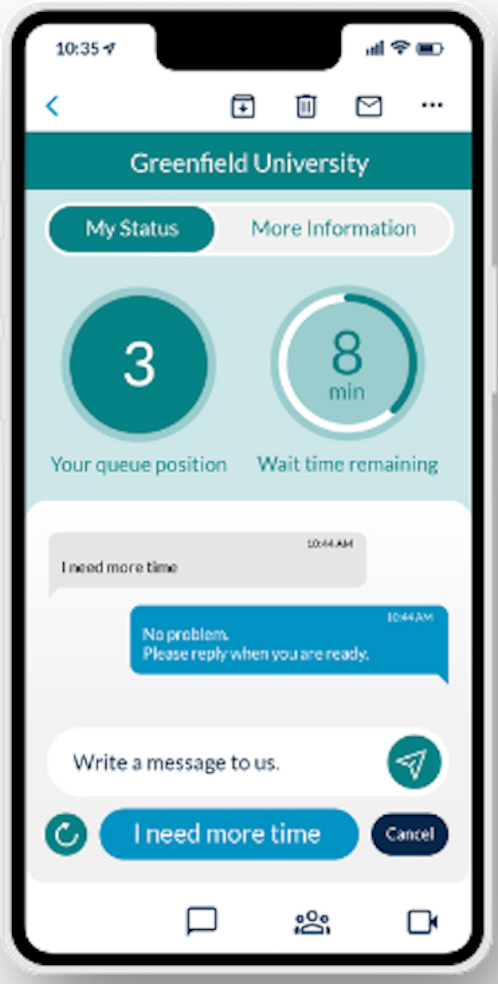 . The estimated time used a circular percent-done visualization (surrounding the text 8 min in the image) to show progress. Unfortunately, with this visualization, it’s not clear what color (white or green) indicates the length of the wait. 