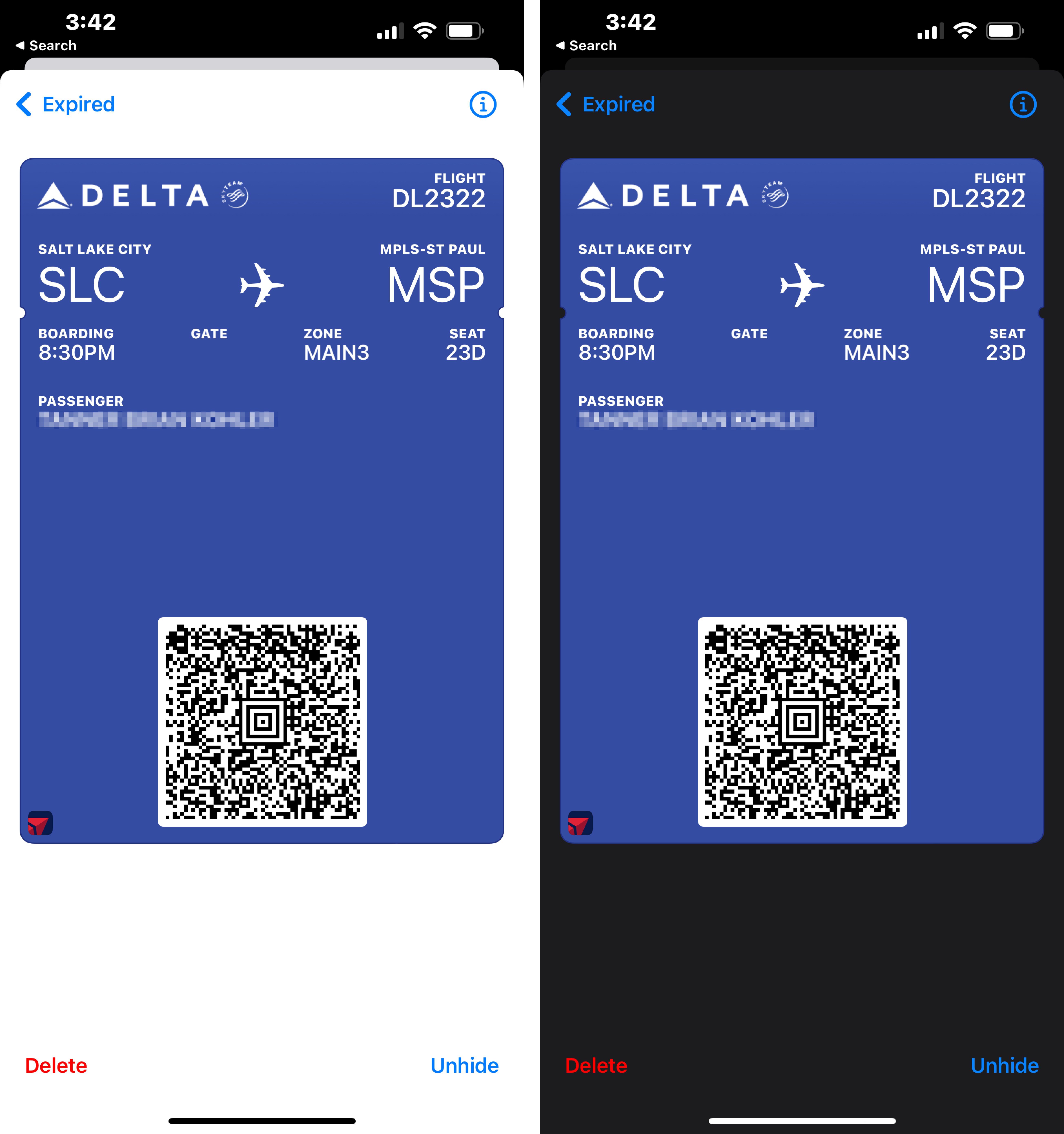 The QR code is displayed with black on white in both light and dark mode.