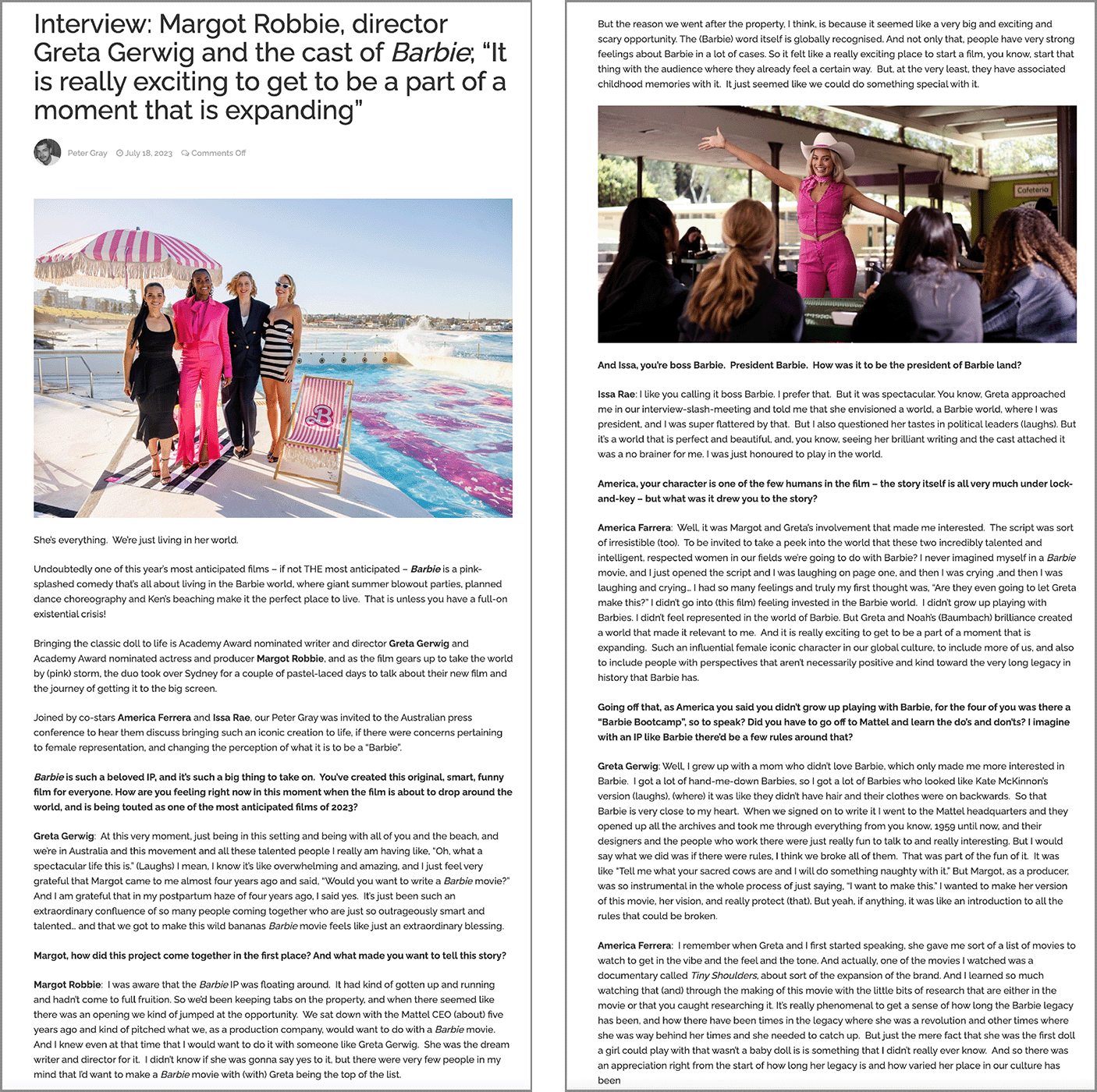 A screenshot of an interview article in a Q&A format