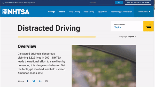 A screen recording of an information page with non-stickly global navigation and sticky table of contents