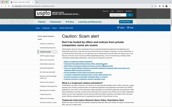 A screen recording showing the table of contents mix in-page links with links to new pages