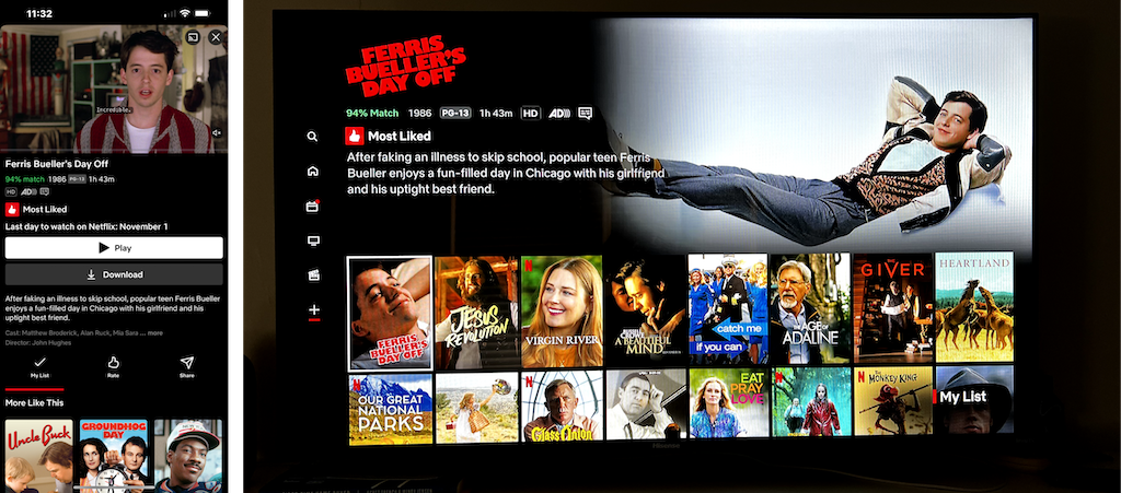 Netflix smartphone app to control TV