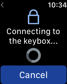 A smartwatch interface showing a door unlocking