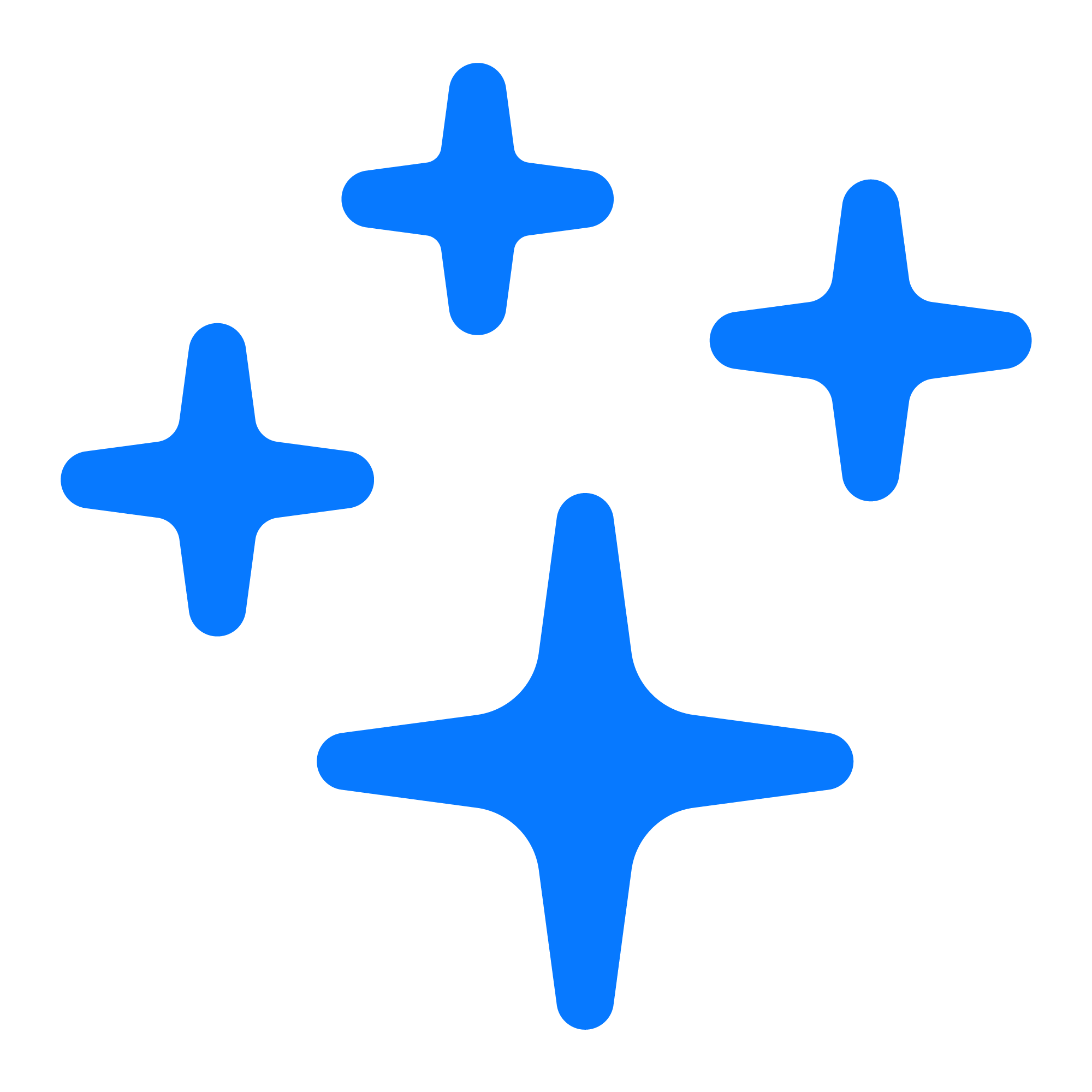 Group of 4 small, blue asterisk-like elements in a cluster