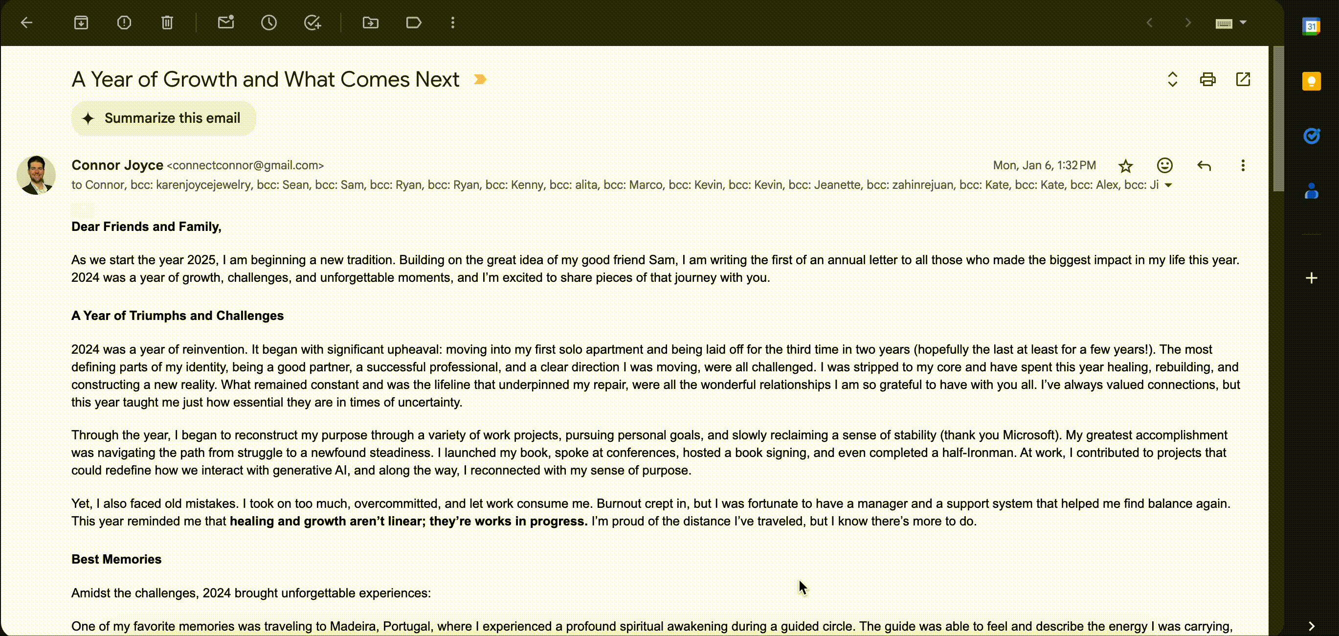 A GIF showing Google Gemini summarizing a long email into a few bullets