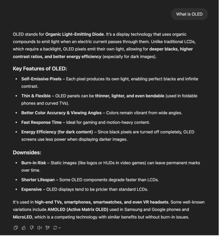 Screenshot of a ChatGPT output showing bulleted lists and an introduction and conclusion. 
