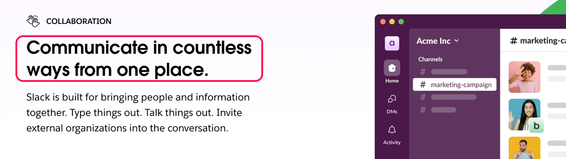 El título dice: Comuníquese de innumerables maneras desde un lugar.