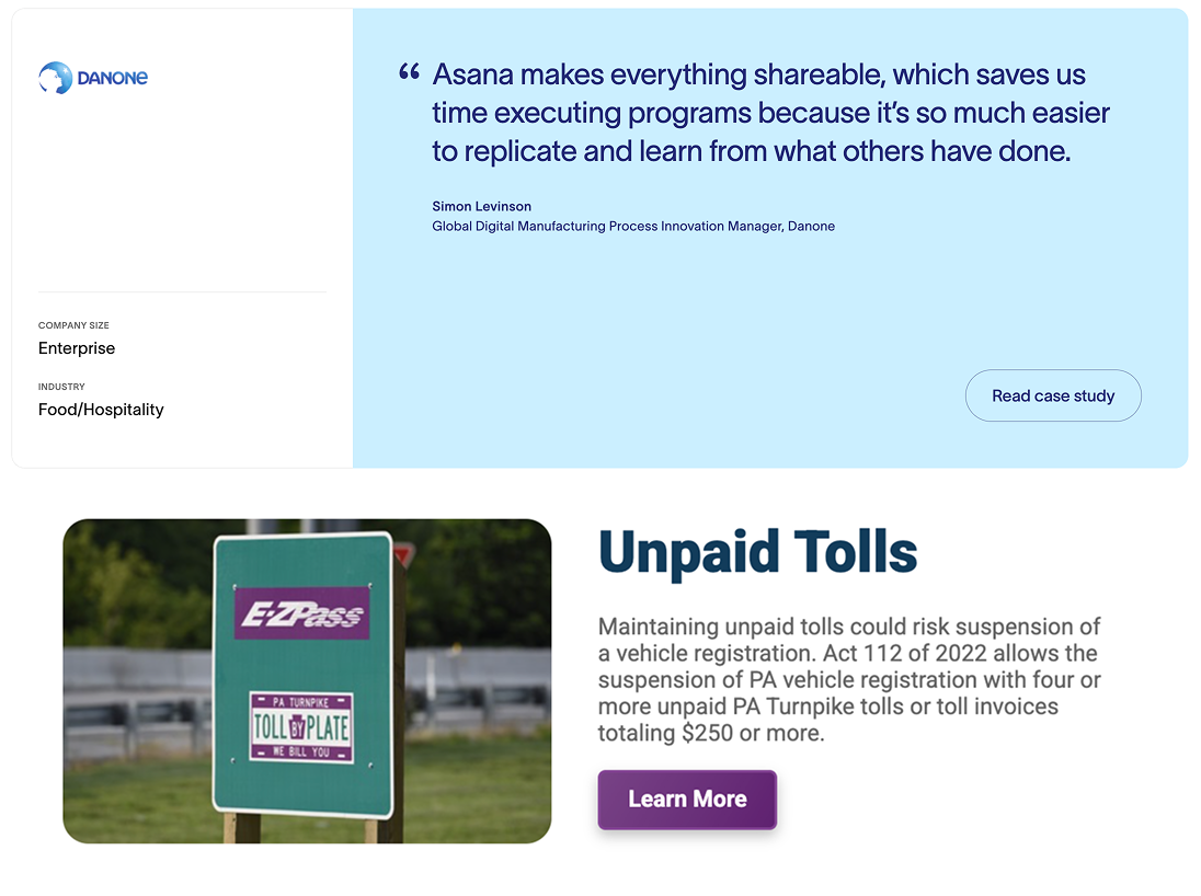 Arriba: con tarjeta recomendada. Bajo: Tarjetas Explique por qué no puedes obtener un gran peaje en Pensilvania.