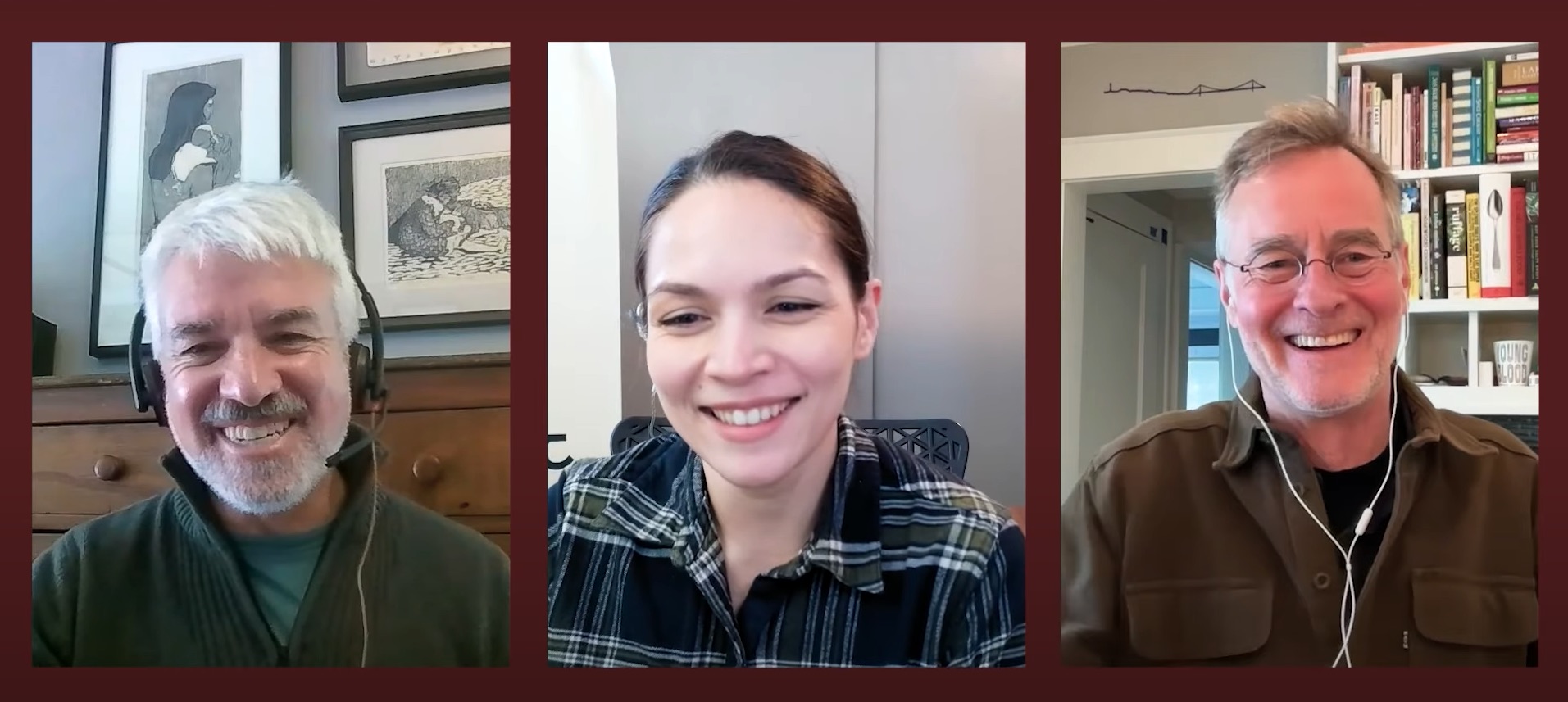 Video still EP 52 Hosts Therese Fessenden, Mike Youngblood y Ben Chesluk de NNG UX Podcast