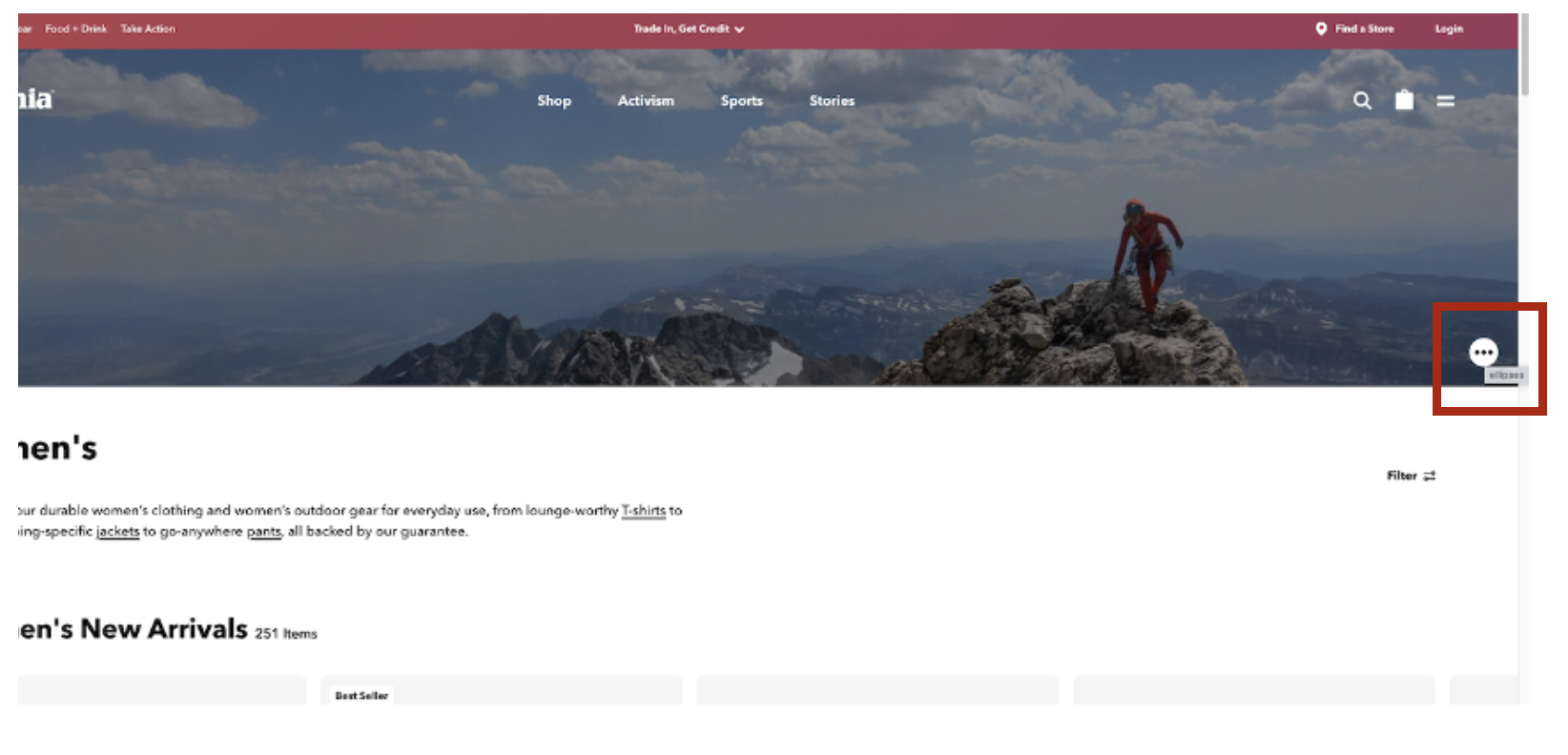 In the bottom corner of a large banner image are 3 horizontal dots. 