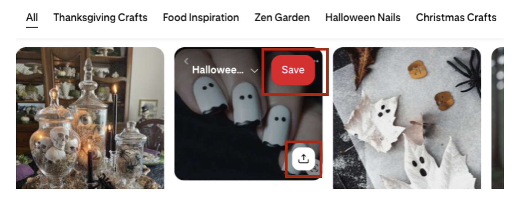 In the corner of a pinterest pin is a red button that says "save."