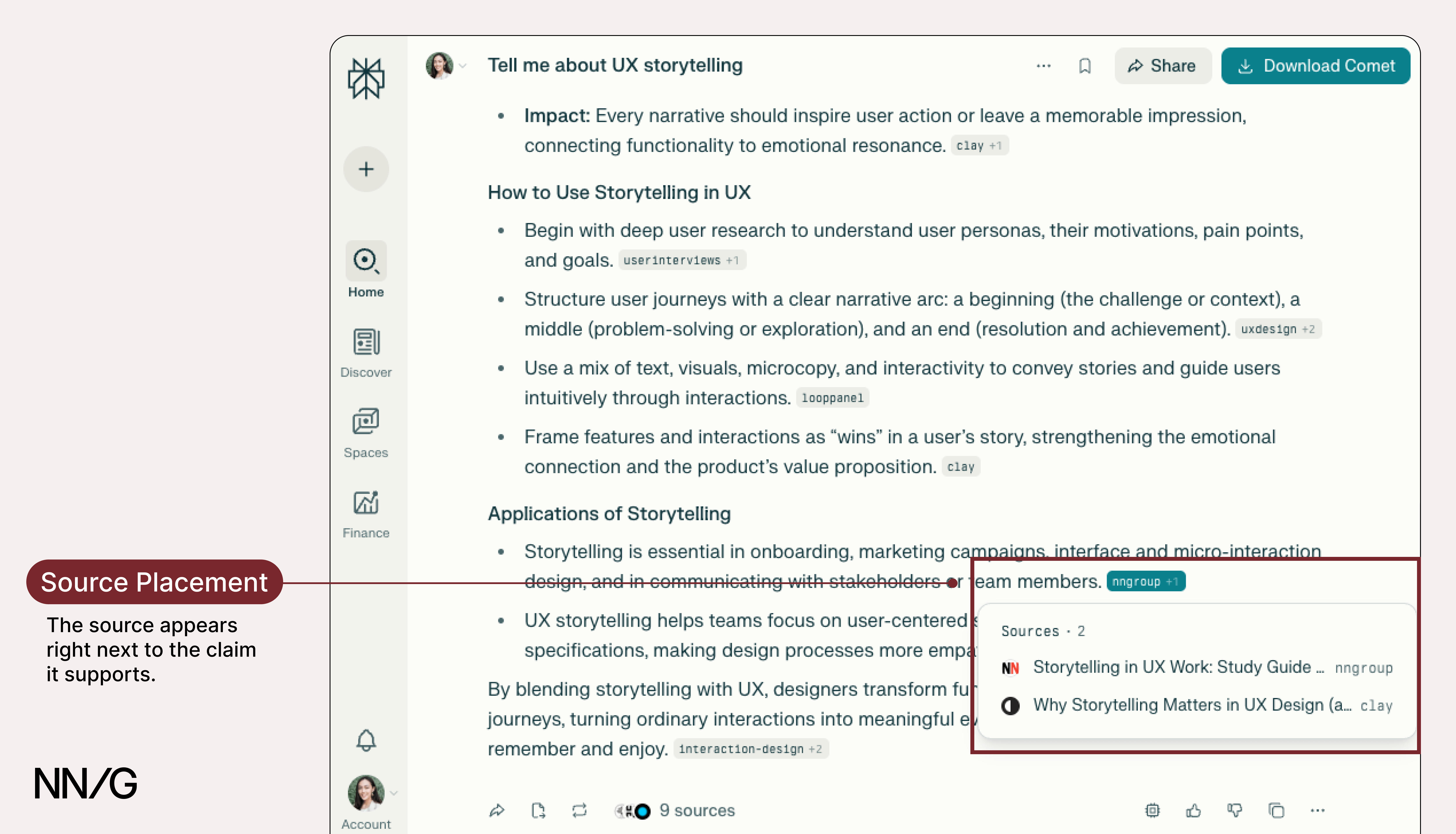 A Perplexity output with an inline source at the end of a bullet point. It is being hovered over to reveal more detailed source information.