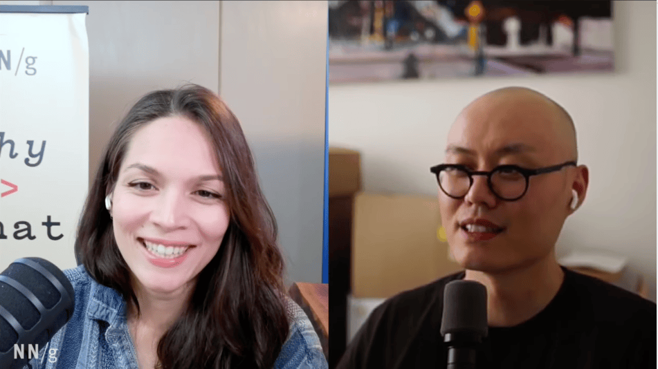 Therese y Hang sonríen a la cámara. Estaban en habitaciones diferentes y tenían micrófonos. 