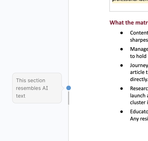 Label reading "This section resembles AI text."